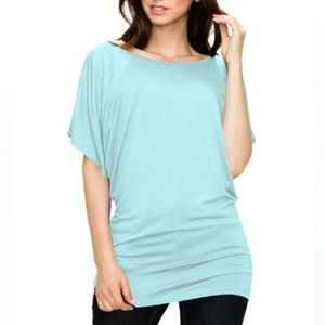 Made By Johnny Light Blue Boat-Neck Short-Sleeve Dolman Top NWT small